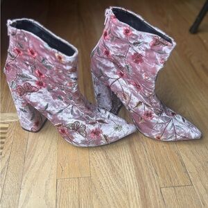 Chelsea Crew Floral Velvet Ankle Boots - Pink